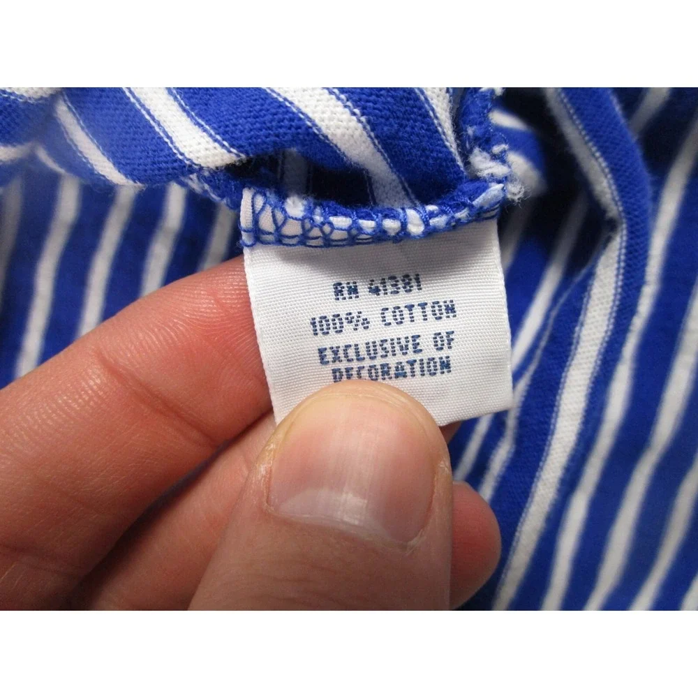 Polo Ralph Lauren‎ Shirt Mens Large Blue Striped Nautical Casual Preppy